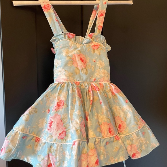 Floral Blue and Pink Kids Dress - Picture 1 of 2